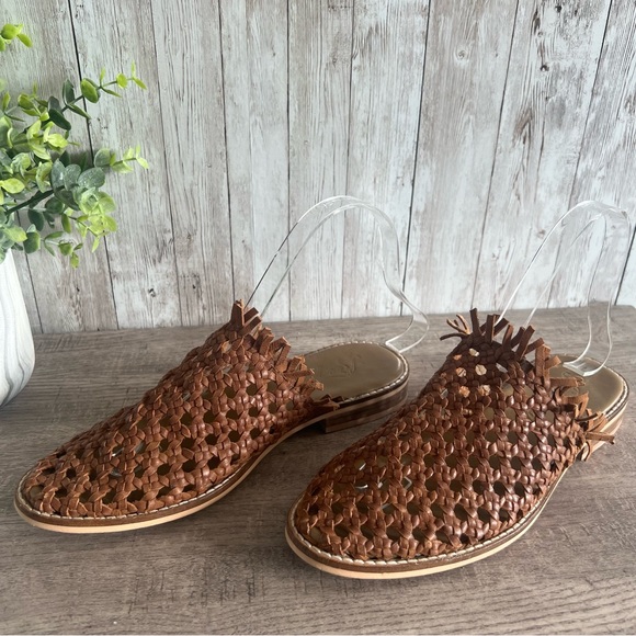 Free People Shoes - Free People Brown Leather Braided Woven Mules 7